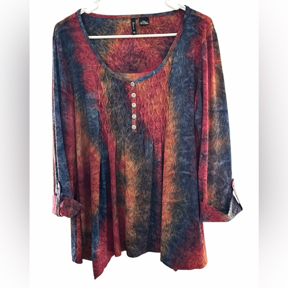 New Directions Woman’s Tunic Top - Tie Dyed Flowy - Size Petite XL - PTP 22”